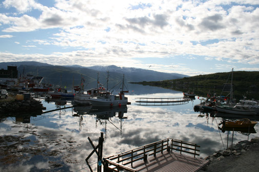 Small fishing boat harbour just outside Tromsoe